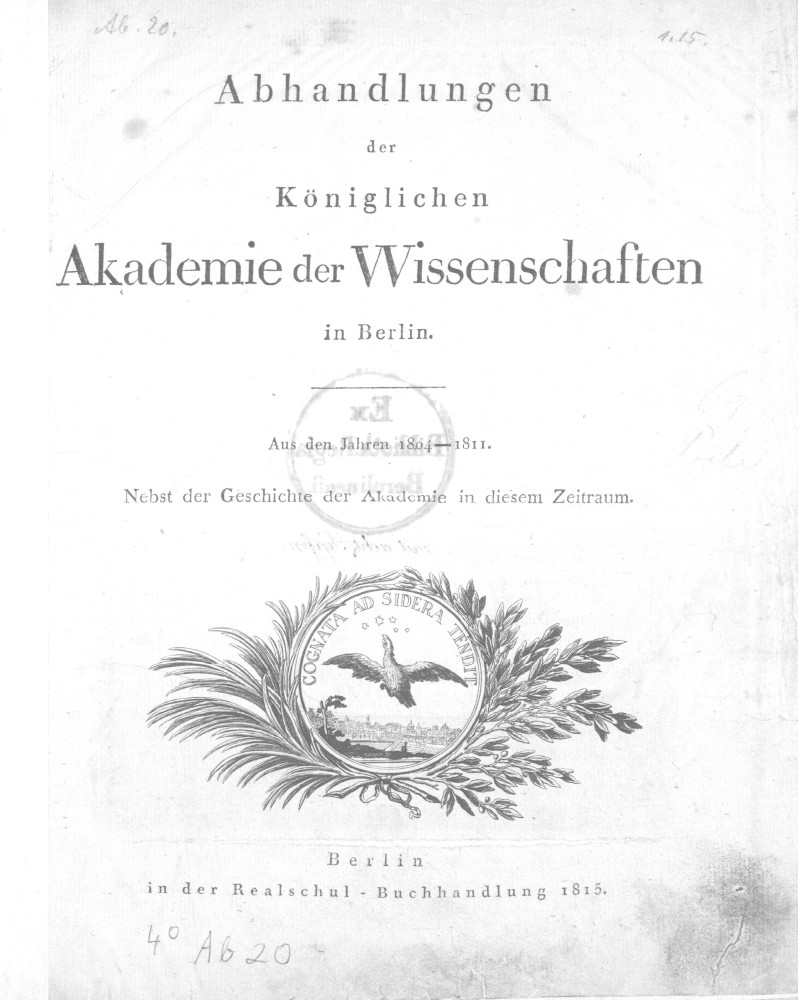 Abhandlungen der Königlichen Preußischen Akademie